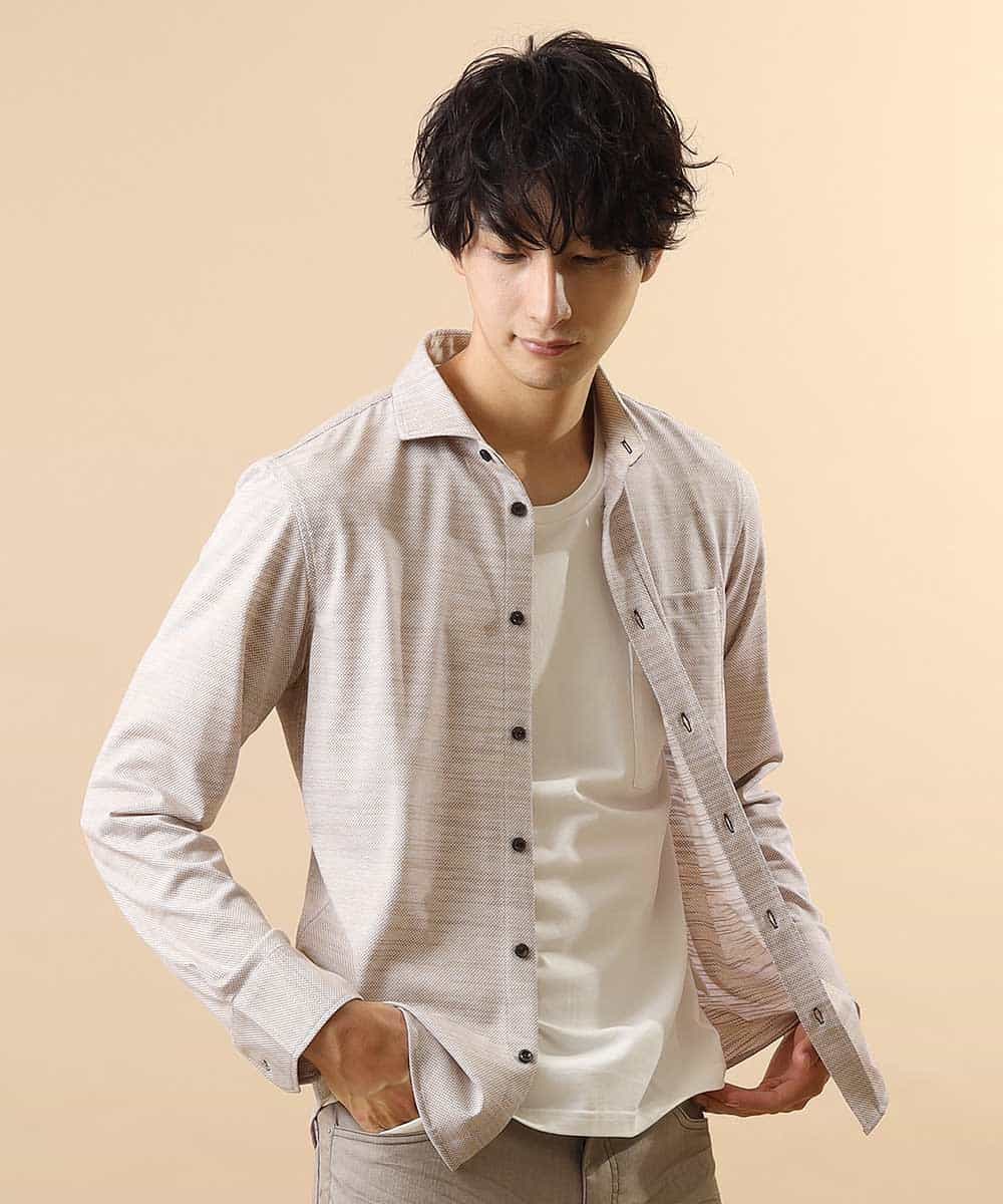 MKBJJ50075 MK MICHEL KLEIN HOMME(MKミッシェルクランオム) 秋シャツ／エアスキンコンタクト アイボリー