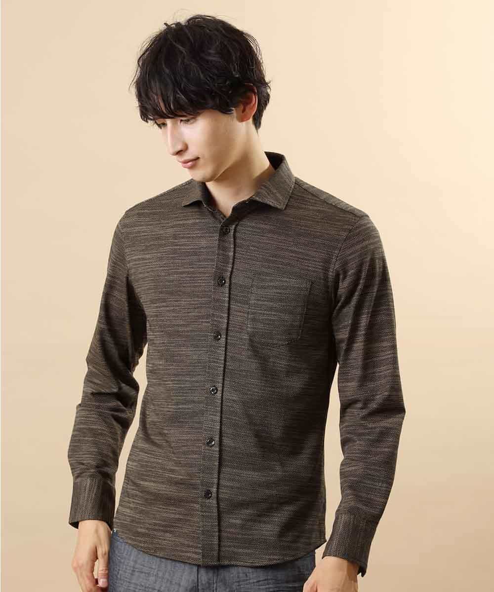 MKBJJ50075 MK MICHEL KLEIN HOMME(MKミッシェルクランオム) 秋シャツ／エアスキンコンタクト ブラウン