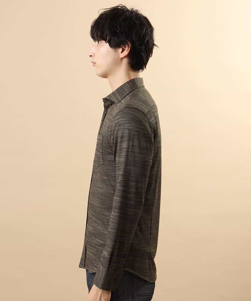 MKBJJ50075 MK MICHEL KLEIN HOMME(MKミッシェルクランオム) 秋シャツ／エアスキンコンタクト ブラウン