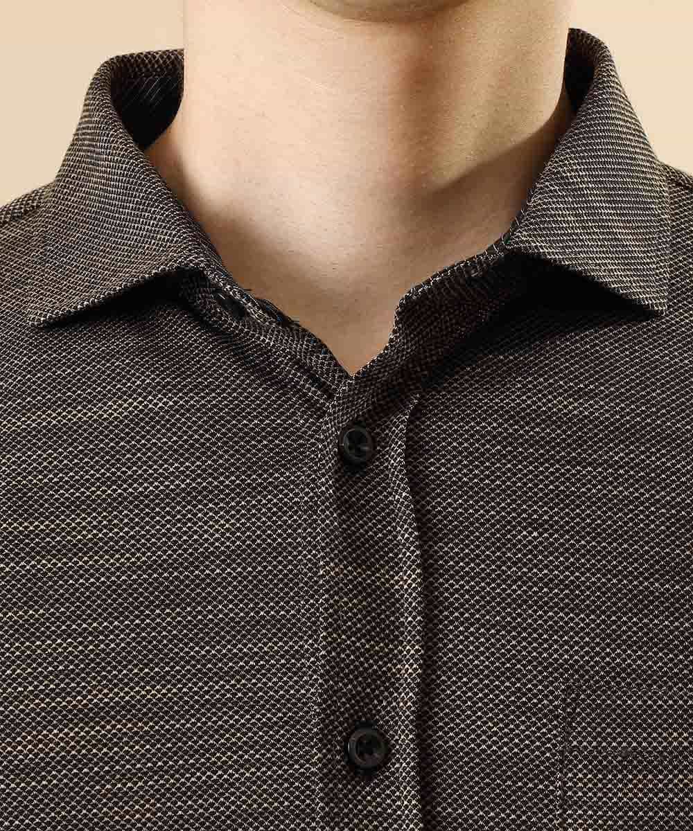MKBJJ50075 MK MICHEL KLEIN HOMME(MKミッシェルクランオム) 秋シャツ／エアスキンコンタクト ブラウン
