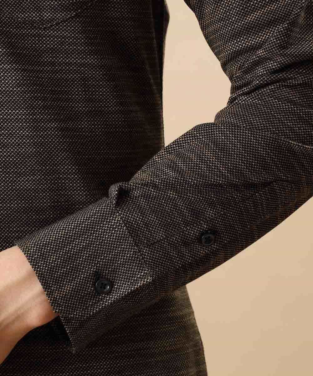 MKBJJ50075 MK MICHEL KLEIN HOMME(MKミッシェルクランオム) 秋シャツ／エアスキンコンタクト ブラウン