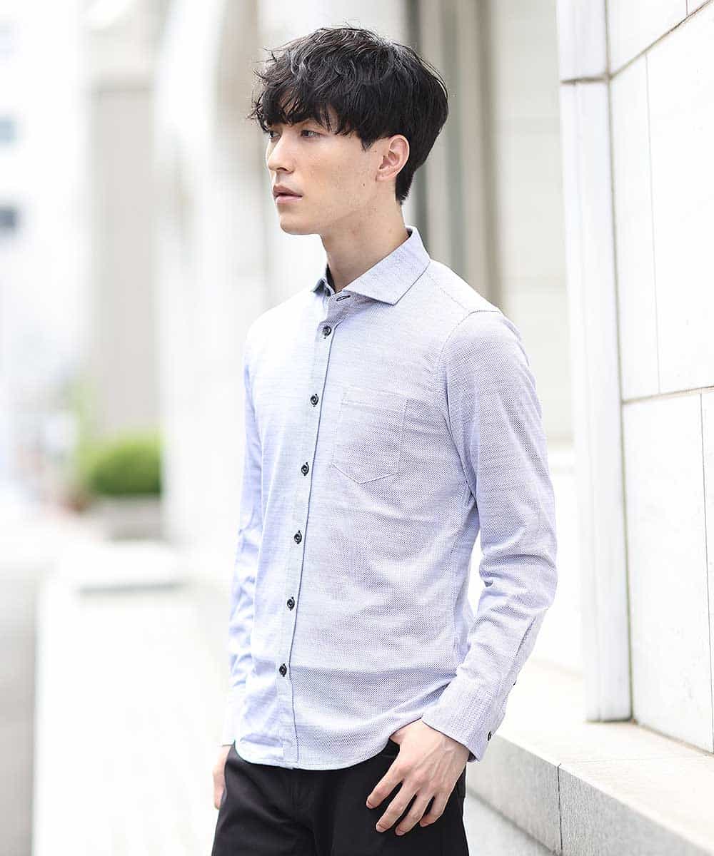 MKBJJ50075 MK MICHEL KLEIN HOMME(MKミッシェルクランオム) 秋シャツ／エアスキンコンタクト グレー
