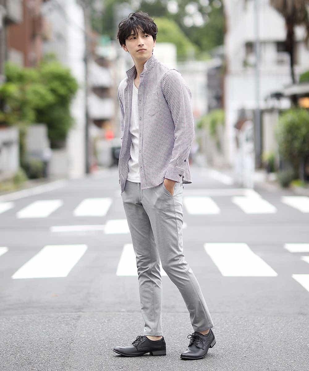 MKBJJ52110 MK MICHEL KLEIN HOMME(MKミッシェルクランオム) 秋シャツ／クラシックツートンチドリ レッド