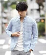MKBJJ52110 MK MICHEL KLEIN HOMME(MKミッシェルクランオム) 秋シャツ／クラシックツートンチドリ ライトブルー