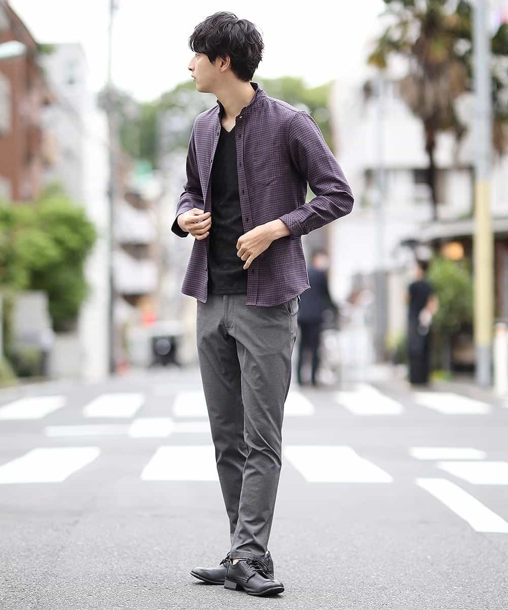 MKBJJ52110 MK MICHEL KLEIN HOMME(MKミッシェルクランオム) 秋シャツ／クラシックツートンチドリ ブラウン
