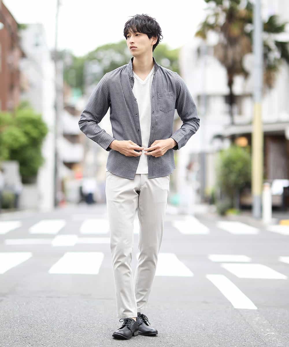 MKBJJ52110 MK MICHEL KLEIN HOMME(MKミッシェルクランオム) 秋シャツ／クラシックツートンチドリ グレー