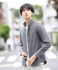 MKBJJ52110 MK MICHEL KLEIN HOMME(MKミッシェルクランオム) 秋シャツ／クラシックツートンチドリ グレー