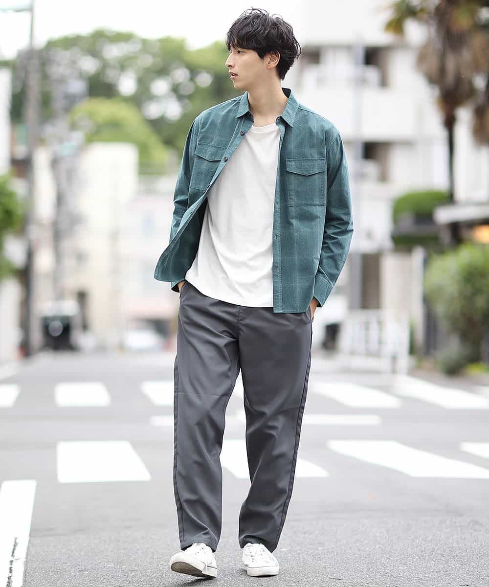MKBJL05090 MK MICHEL KLEIN HOMME(MKミッシェルクランオム) 秋シャツ／レトロチェック グリーン