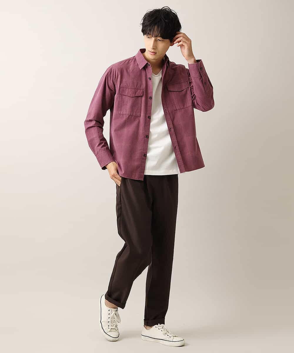 MKBJL05090 MK MICHEL KLEIN HOMME(MKミッシェルクランオム) 秋シャツ／レトロチェック パープル