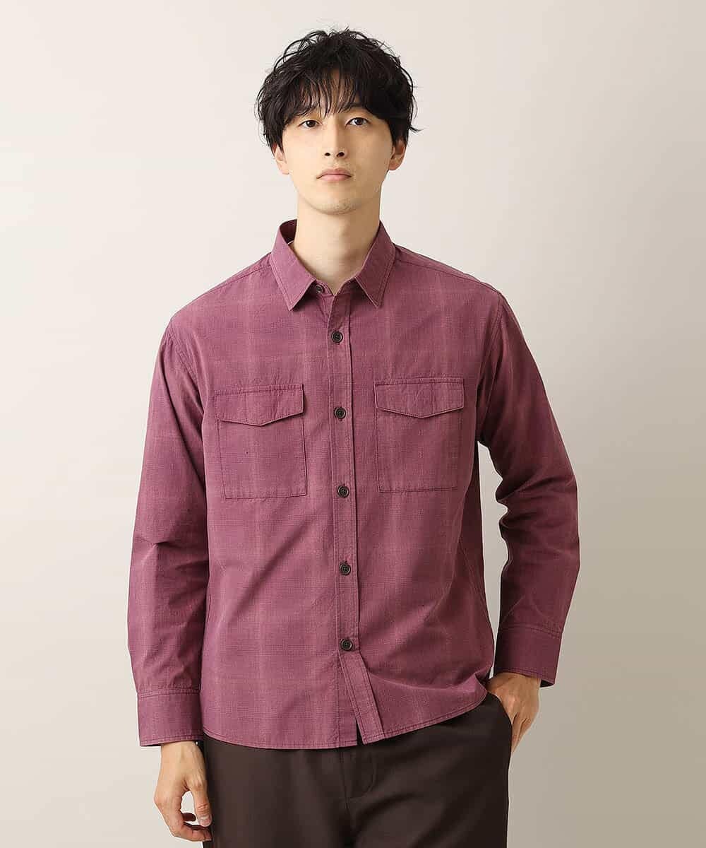 MKBJL05090 MK MICHEL KLEIN HOMME(MKミッシェルクランオム) 秋シャツ／レトロチェック パープル