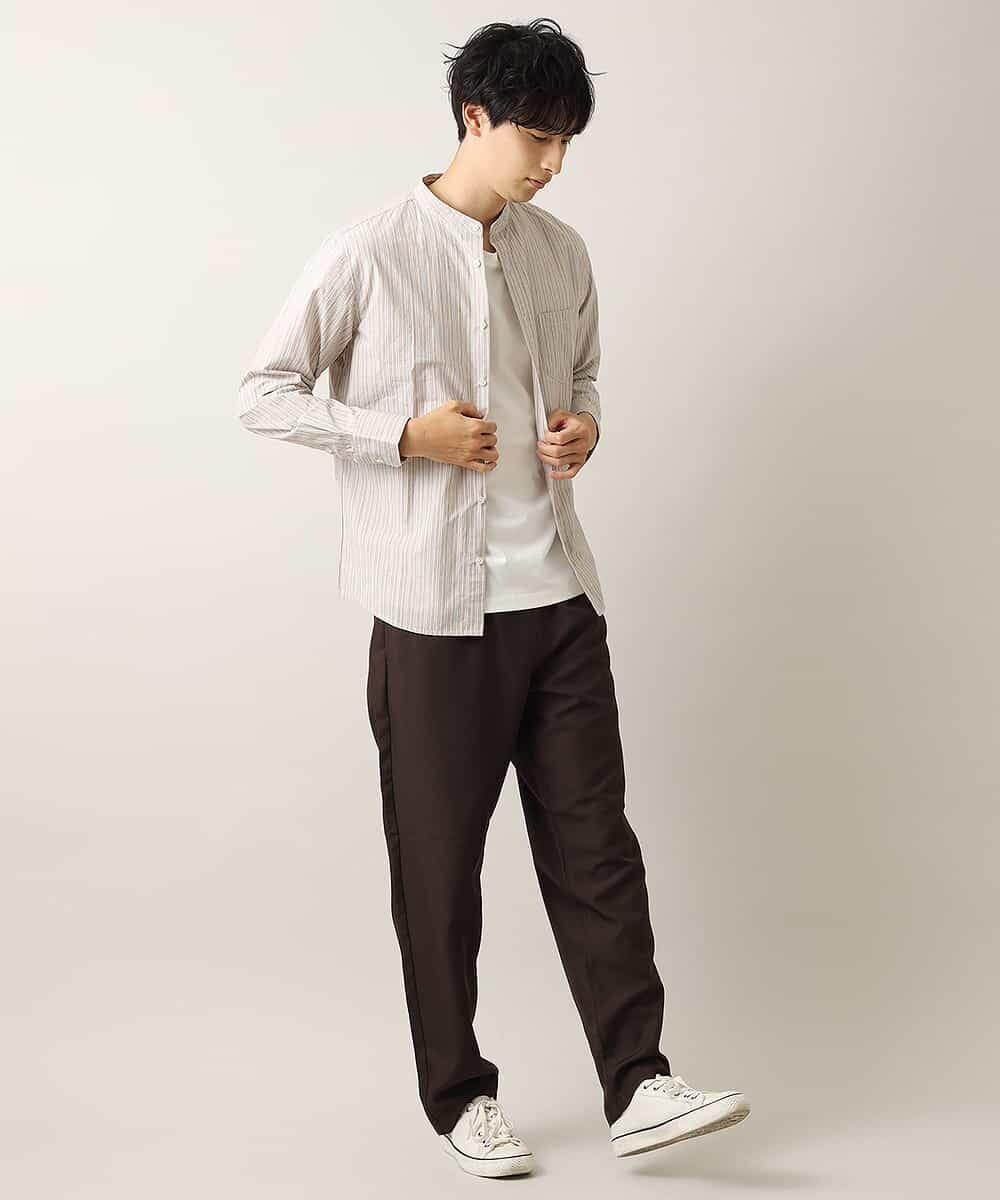 MKBJL10075 MK MICHEL KLEIN HOMME(MKミッシェルクランオム) 秋シャツ／マルチストライプ ブラウン