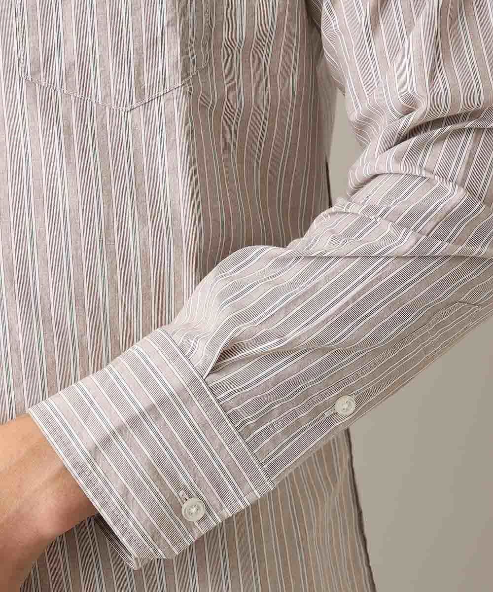 MKBJL10075 MK MICHEL KLEIN HOMME(MKミッシェルクランオム) 秋シャツ／マルチストライプ ブラウン