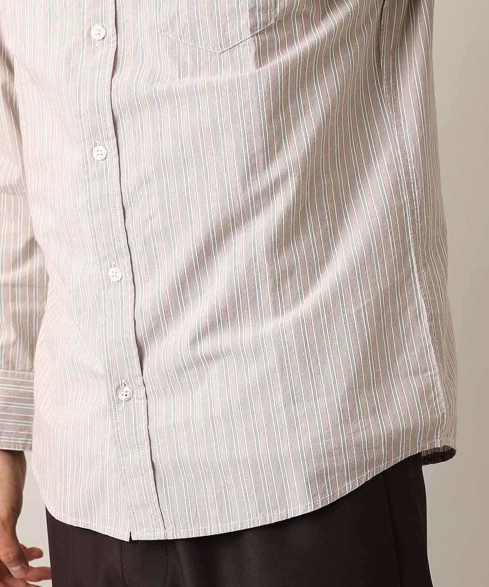 MKBJL10075 MK MICHEL KLEIN HOMME(MKミッシェルクランオム) 秋シャツ／マルチストライプ ブラウン