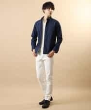 MKBJL16110 MK MICHEL KLEIN HOMME(MKミッシェルクランオム) 秋シャツ／ストレッチリバーシブルストライプ ネイビー