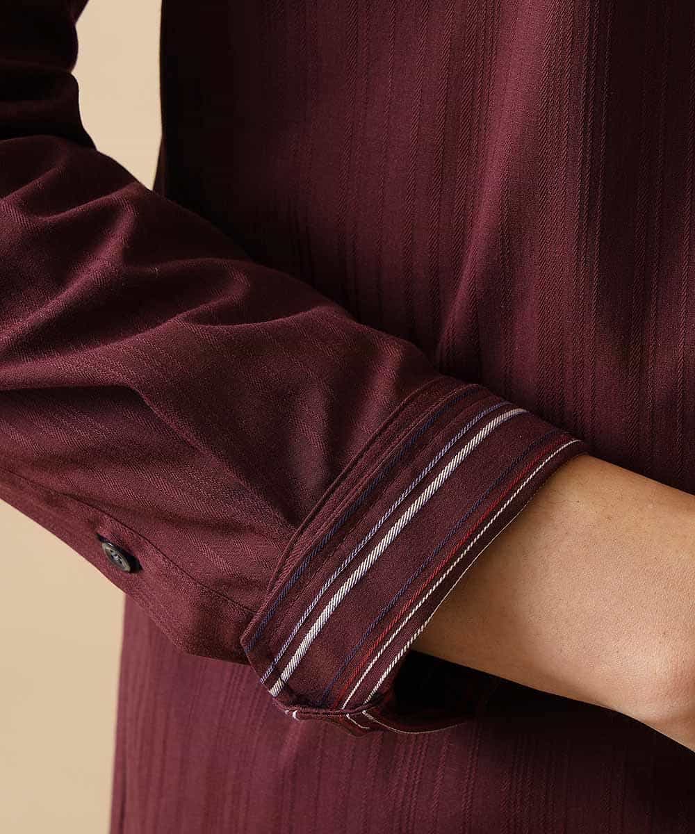 MKBJL16110 MK MICHEL KLEIN HOMME(MKミッシェルクランオム) 秋シャツ／ストレッチリバーシブルストライプ パープル