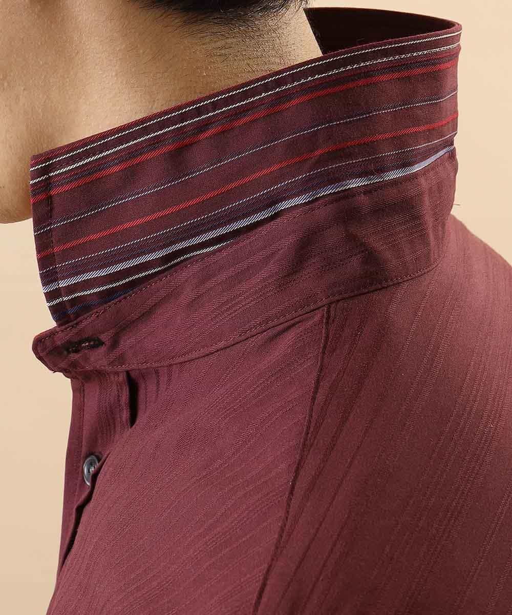 MKBJL16110 MK MICHEL KLEIN HOMME(MKミッシェルクランオム) 秋シャツ／ストレッチリバーシブルストライプ パープル