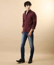 MKBJL16110 MK MICHEL KLEIN HOMME(MKミッシェルクランオム) 秋シャツ／ストレッチリバーシブルストライプ パープル