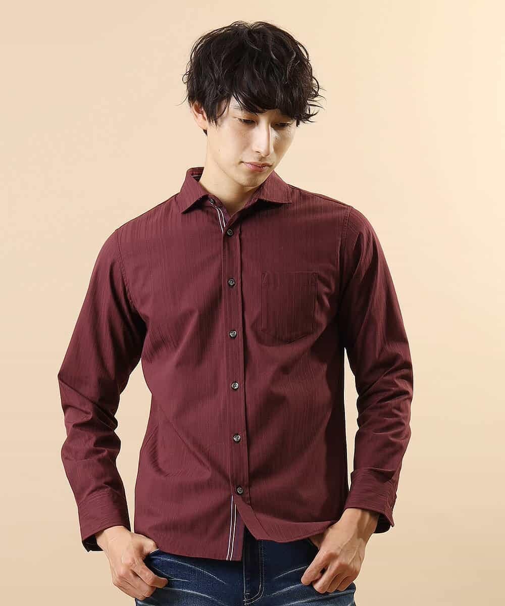MKBJL16110 MK MICHEL KLEIN HOMME(MKミッシェルクランオム) 秋シャツ／ストレッチリバーシブルストライプ パープル