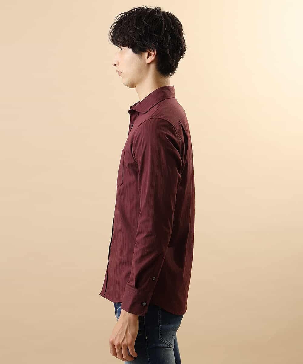 MKBJL16110 MK MICHEL KLEIN HOMME(MKミッシェルクランオム) 秋シャツ／ストレッチリバーシブルストライプ パープル
