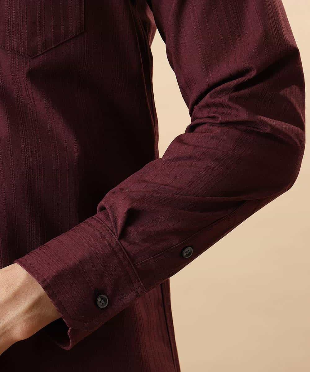 MKBJL16110 MK MICHEL KLEIN HOMME(MKミッシェルクランオム) 秋シャツ／ストレッチリバーシブルストライプ パープル