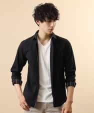 MKBJL16110 MK MICHEL KLEIN HOMME(MKミッシェルクランオム) 秋シャツ／ストレッチリバーシブルストライプ ブラック