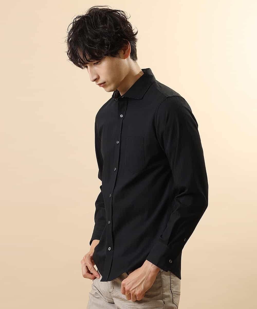 MKBJL16110 MK MICHEL KLEIN HOMME(MKミッシェルクランオム) 秋シャツ／ストレッチリバーシブルストライプ ブラック
