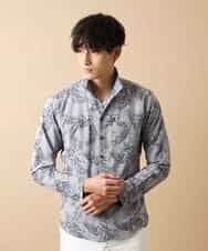 MKBJL25090 MK MICHEL KLEIN HOMME(MKミッシェルクランオム) 秋シャツ／ボタニカルジャカード ブルー