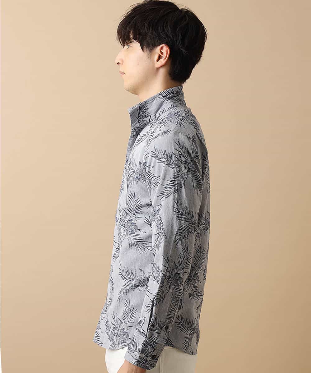 MKBJL25090 MK MICHEL KLEIN HOMME(MKミッシェルクランオム) 秋シャツ／ボタニカルジャカード ブルー