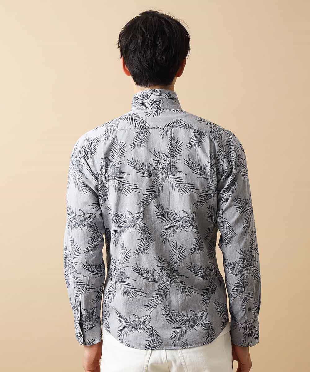 MKBJL25090 MK MICHEL KLEIN HOMME(MKミッシェルクランオム) 秋シャツ／ボタニカルジャカード ブルー
