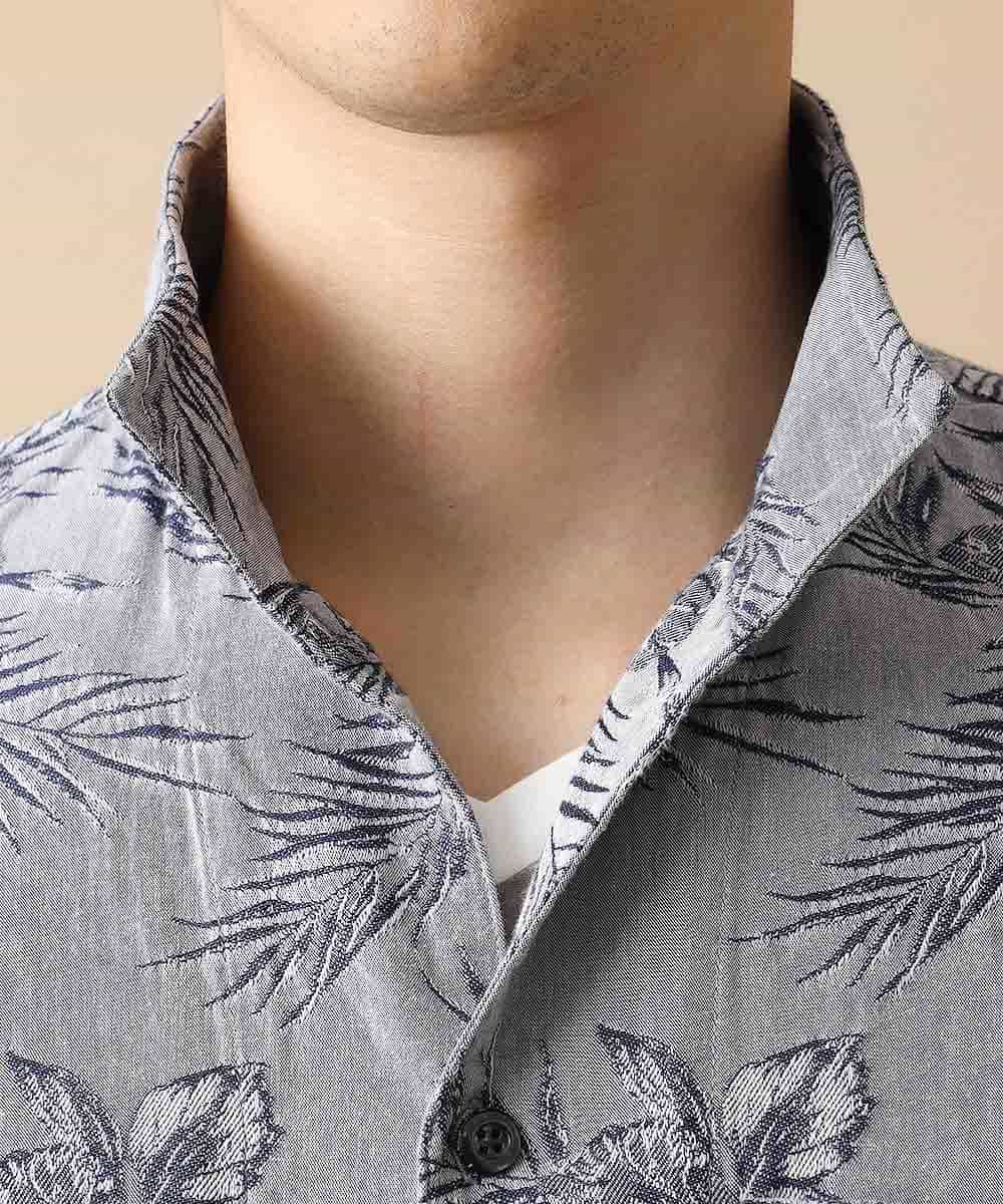 MKBJL25090 MK MICHEL KLEIN HOMME(MKミッシェルクランオム) 秋シャツ／ボタニカルジャカード ブルー