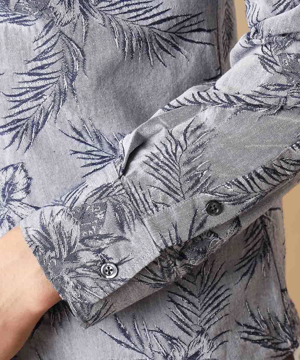 MKBJL25090 MK MICHEL KLEIN HOMME(MKミッシェルクランオム) 秋シャツ／ボタニカルジャカード ブルー