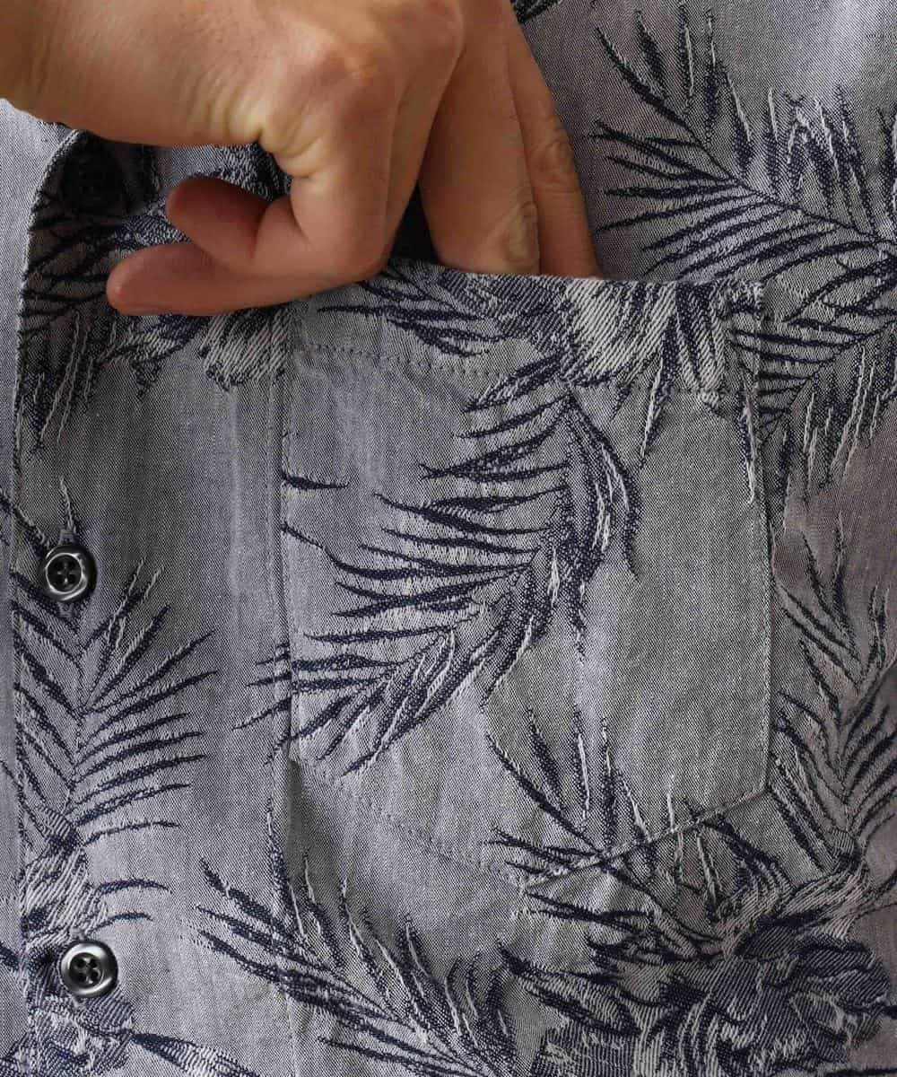 MKBJL25090 MK MICHEL KLEIN HOMME(MKミッシェルクランオム) 秋シャツ／ボタニカルジャカード ブルー