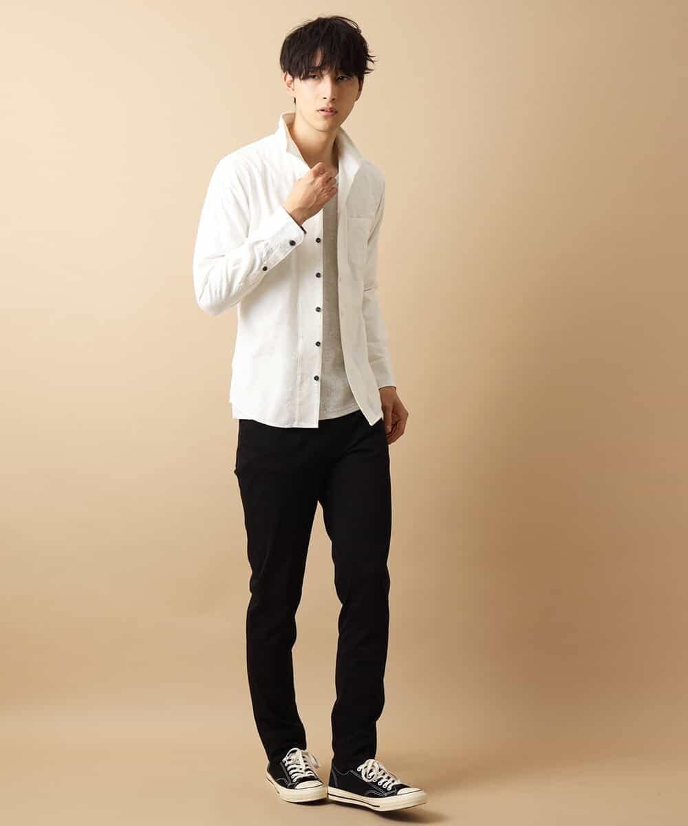 MKBJL25090 MK MICHEL KLEIN HOMME(MKミッシェルクランオム) 秋シャツ／ボタニカルジャカード ホワイト
