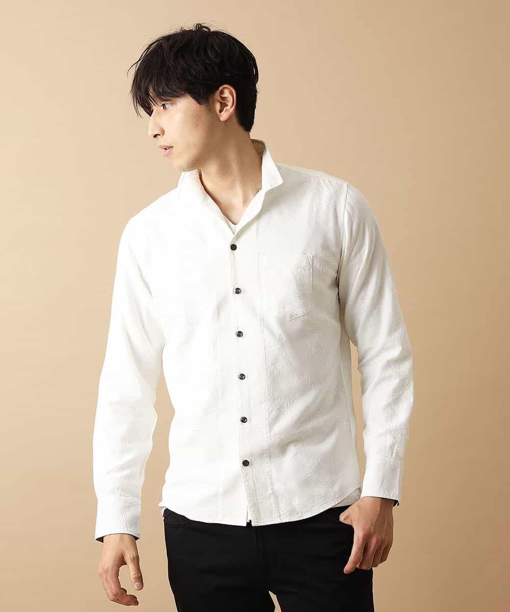 MKBJL25090 MK MICHEL KLEIN HOMME(MKミッシェルクランオム) 秋シャツ／ボタニカルジャカード ホワイト