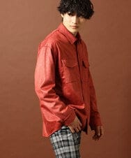 MKBJR03130 MK MICHEL KLEIN HOMME(MKミッシェルクランオム) クラッシュスエードシャツ オレンジ(14)