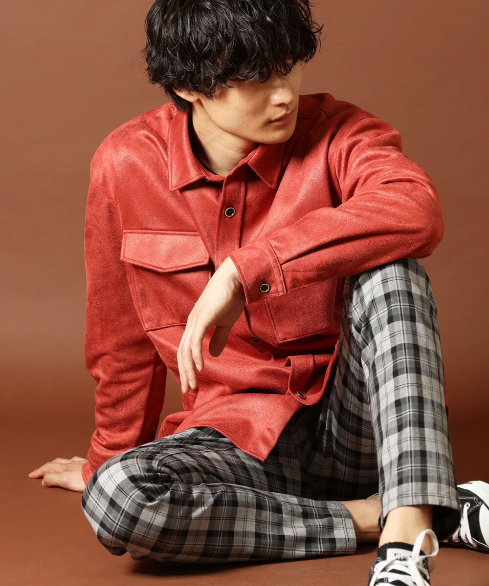 MKBJR03130 MK MICHEL KLEIN HOMME(MKミッシェルクランオム) クラッシュスエードシャツ オレンジ(14)