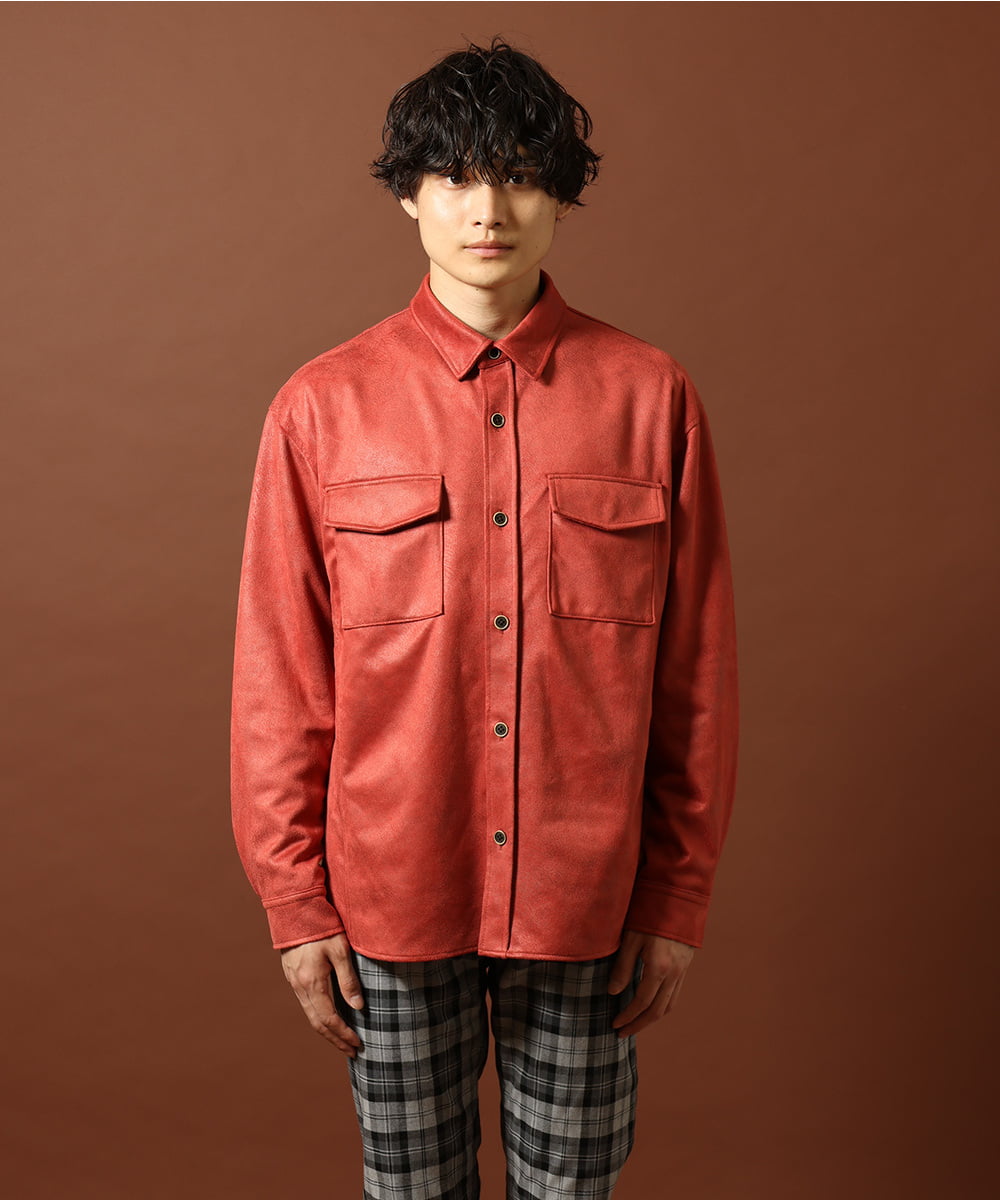 MKBJR03130 MK MICHEL KLEIN HOMME(MKミッシェルクランオム) クラッシュスエードシャツ オレンジ(14)