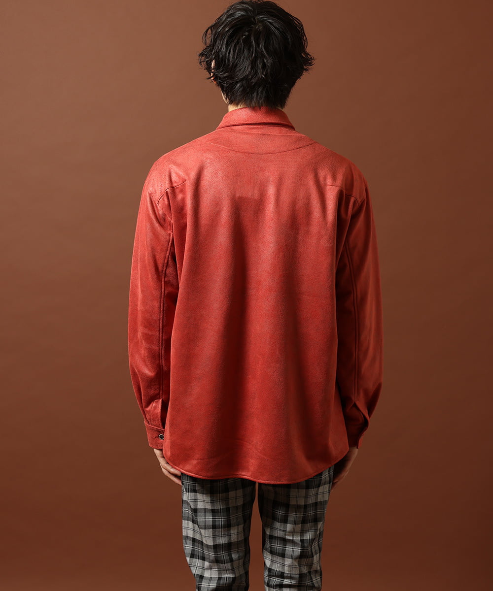 MKBJR03130 MK MICHEL KLEIN HOMME(MKミッシェルクランオム) クラッシュスエードシャツ オレンジ(14)