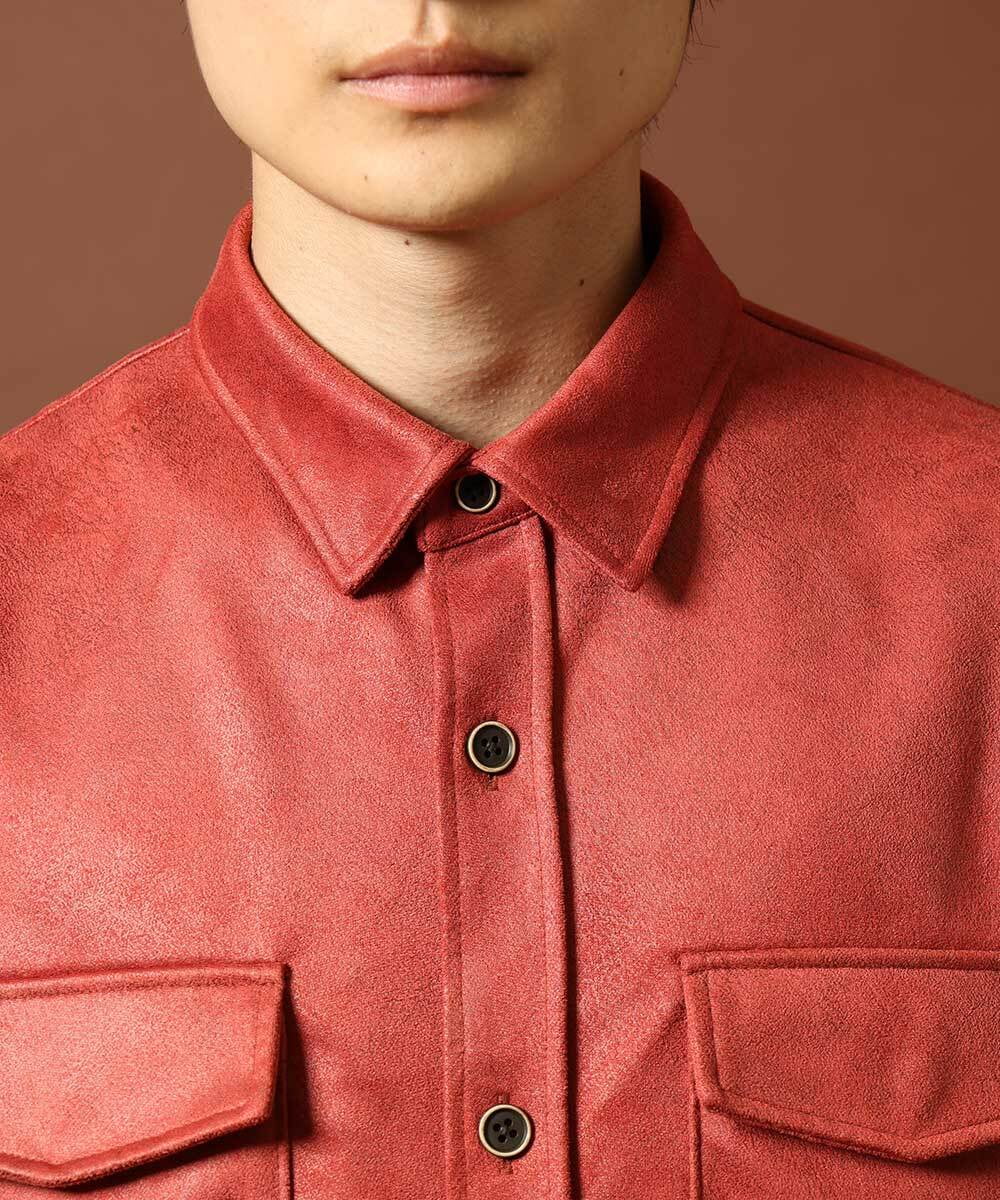 MKBJR03130 MK MICHEL KLEIN HOMME(MKミッシェルクランオム) クラッシュスエードシャツ オレンジ(14)