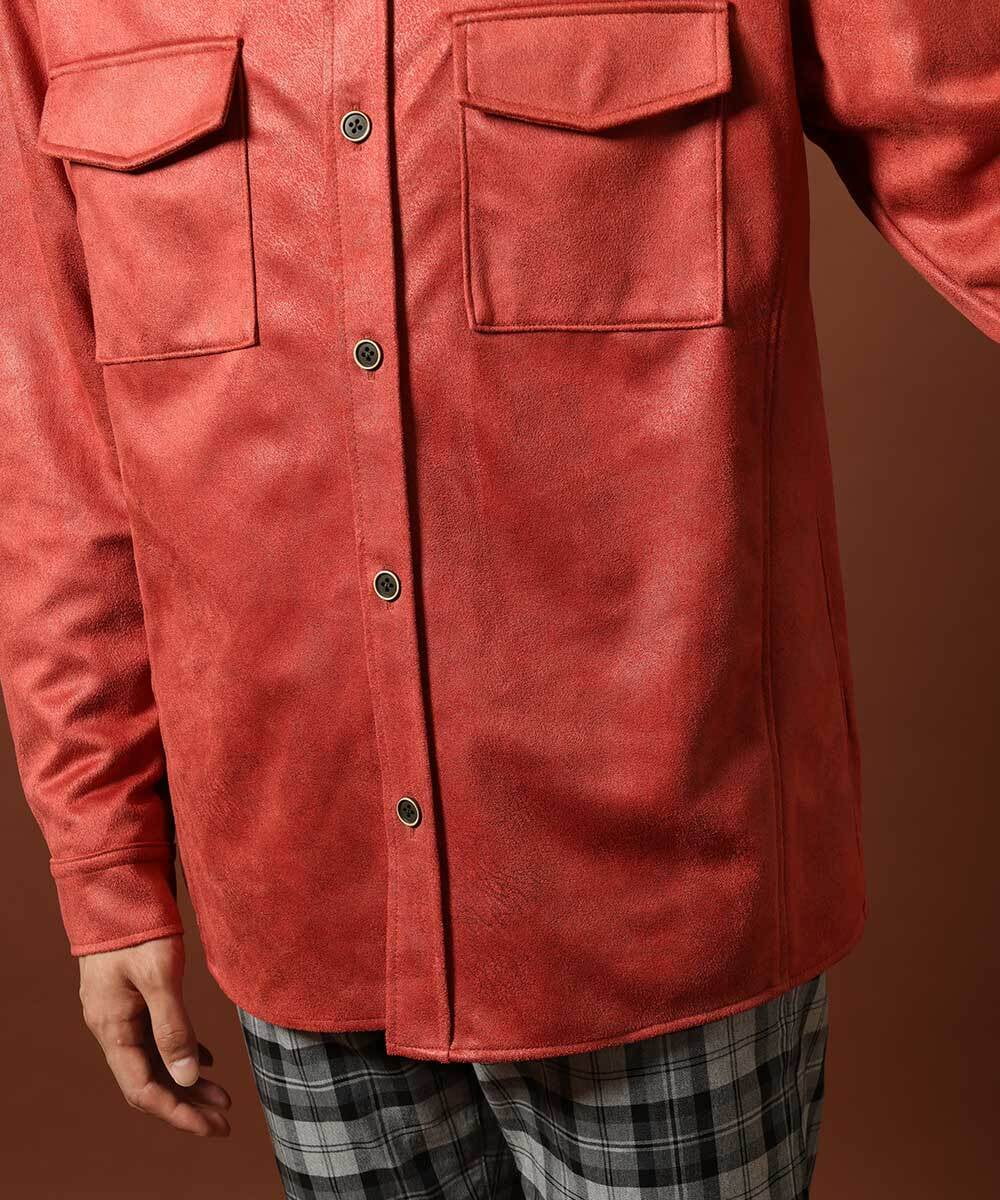 MKBJR03130 MK MICHEL KLEIN HOMME(MKミッシェルクランオム) クラッシュスエードシャツ オレンジ(14)