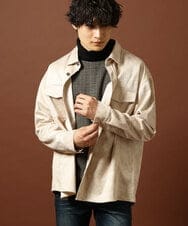 MKBJR03130 MK MICHEL KLEIN HOMME(MKミッシェルクランオム) クラッシュスエードシャツ アイボリー(80)