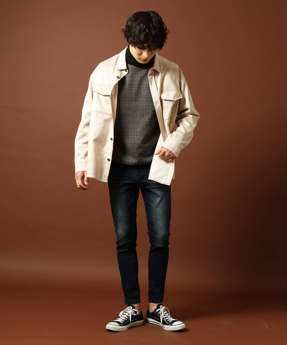 MKBJR03130 MK MICHEL KLEIN HOMME(MKミッシェルクランオム) クラッシュスエードシャツ アイボリー(80)