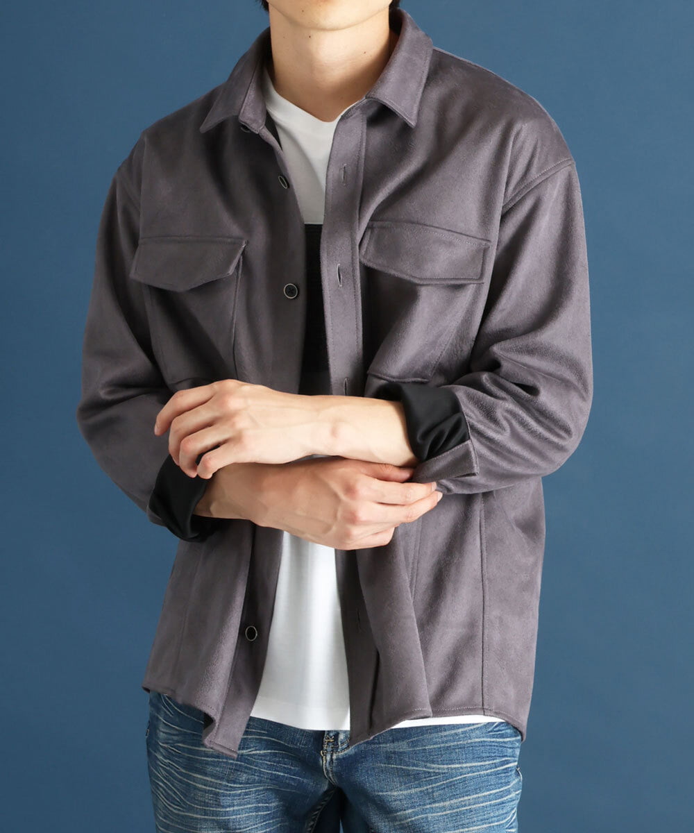 MKBJR03130 MK MICHEL KLEIN HOMME(MKミッシェルクランオム) クラッシュスエードシャツ ダークグレー(93)
