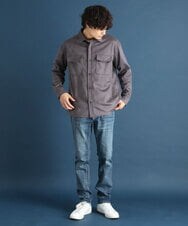 MKBJR03130 MK MICHEL KLEIN HOMME(MKミッシェルクランオム) クラッシュスエードシャツ ダークグレー(93)