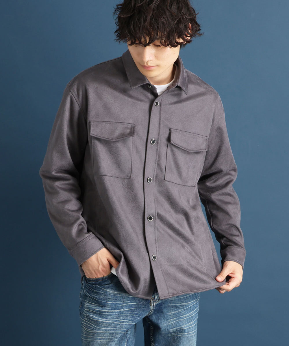 MKBJR03130 MK MICHEL KLEIN HOMME(MKミッシェルクランオム) クラッシュスエードシャツ ダークグレー(93)
