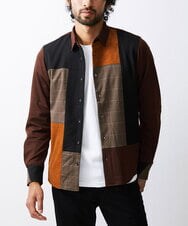 MKBJU05130 MK MICHEL KLEIN HOMME(MKミッシェルクランオム) ブロックスエードシャツ ブラウン(86)