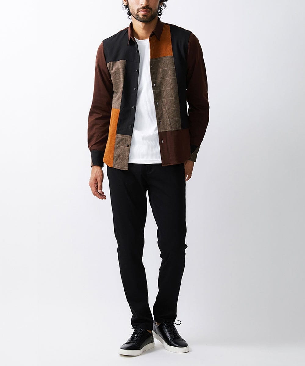 MKBJU05130 MK MICHEL KLEIN HOMME(MKミッシェルクランオム) ブロックスエードシャツ ブラウン(86)