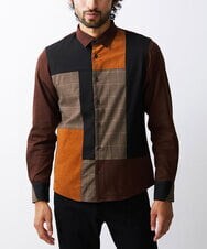 MKBJU05130 MK MICHEL KLEIN HOMME(MKミッシェルクランオム) ブロックスエードシャツ ブラウン(86)
