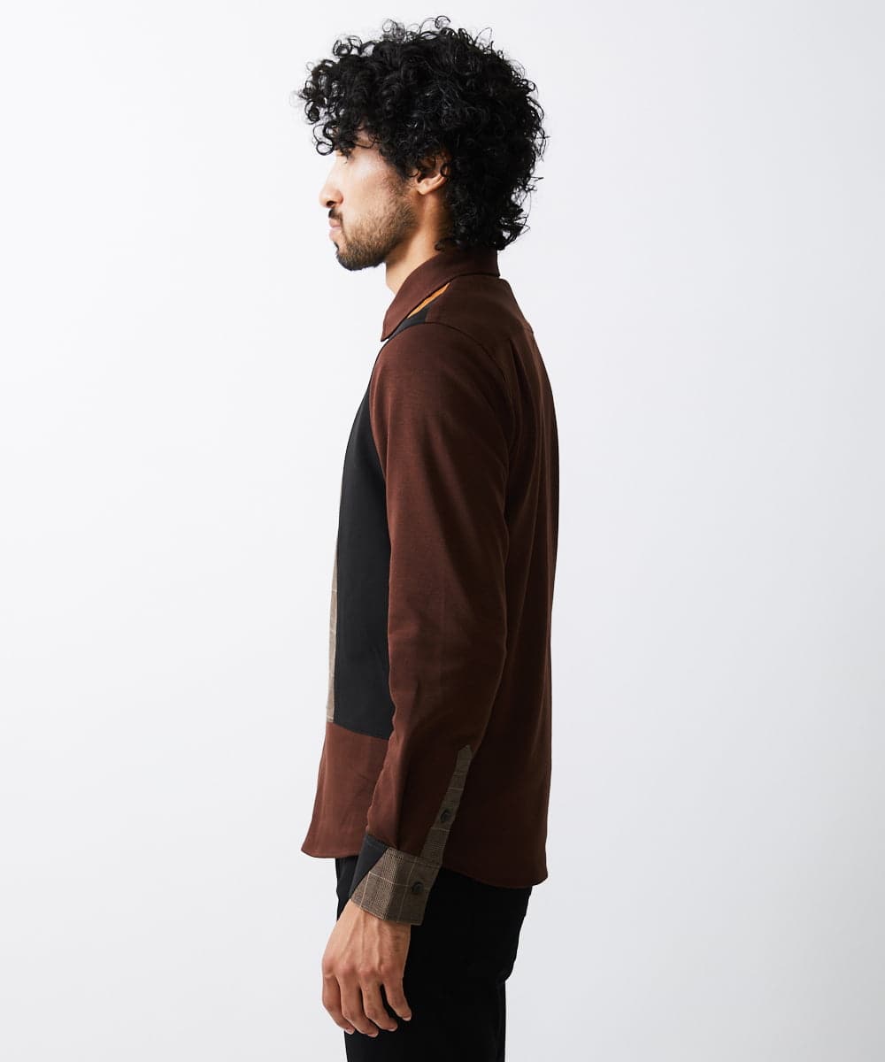 MKBJU05130 MK MICHEL KLEIN HOMME(MKミッシェルクランオム) ブロックスエードシャツ ブラウン(86)