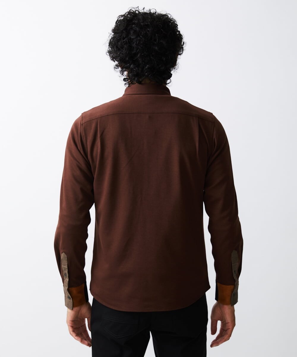 MKBJU05130 MK MICHEL KLEIN HOMME(MKミッシェルクランオム) ブロックスエードシャツ ブラウン(86)